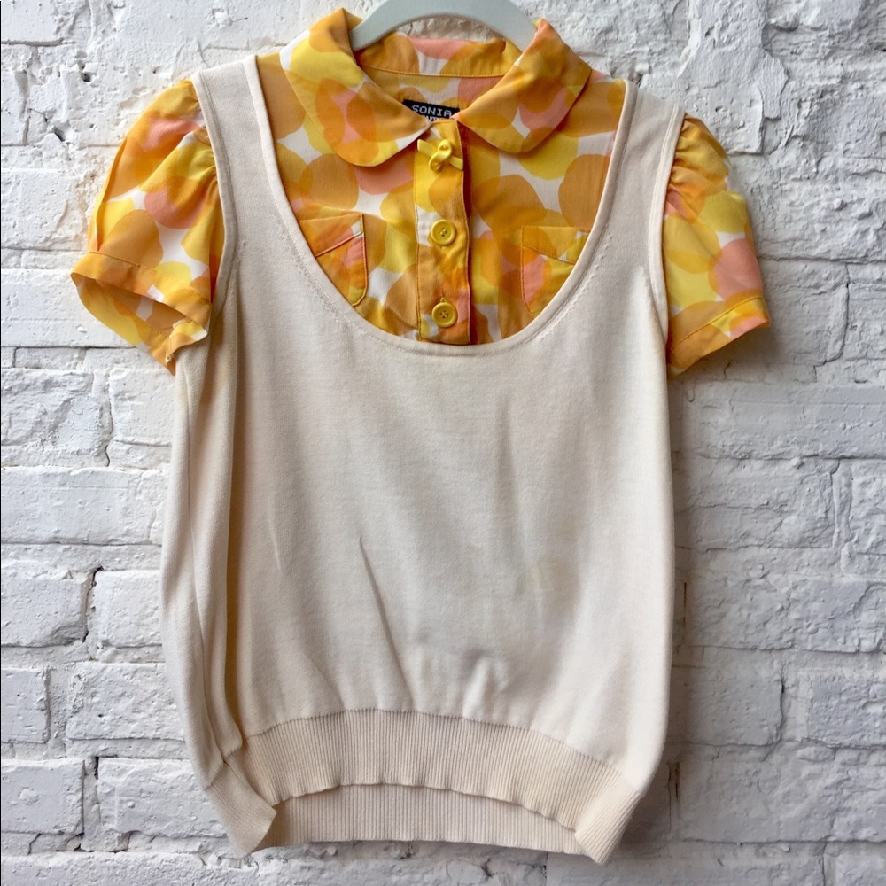 SONIA RYKIEL Retro Inspired Blouse Sz Small